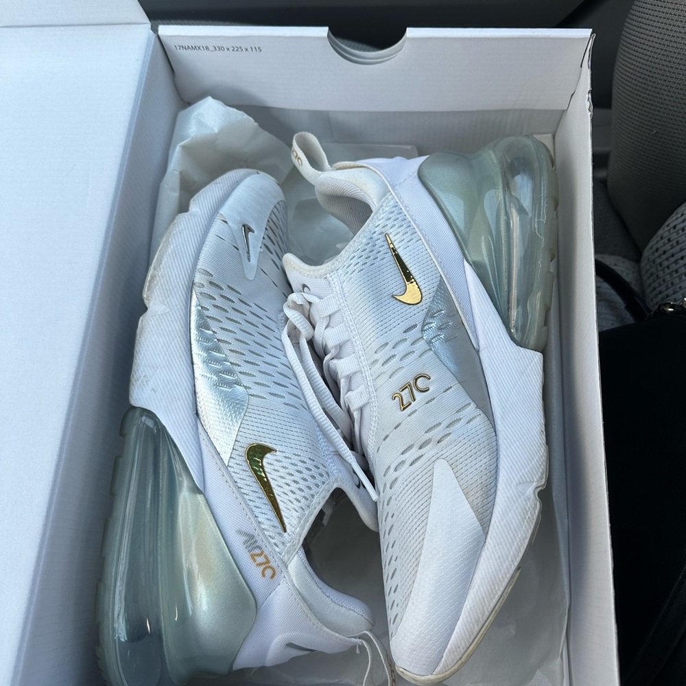 Nike Air Max 270 White with Gold Accents